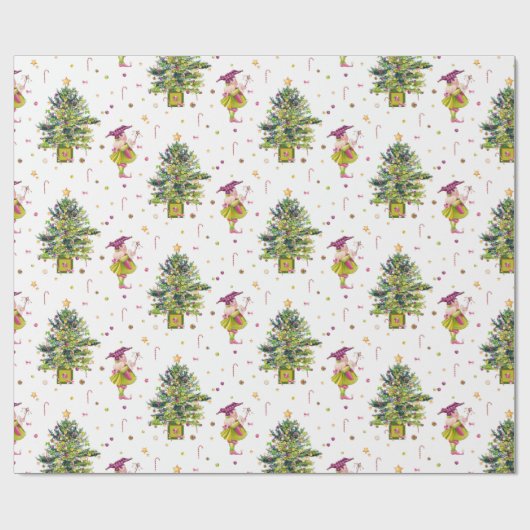 Green Christmas Elf gift wrap by Tonkinson Cadeaupapier (Vlak)