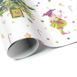 Green Christmas Elf gift wrap by Tonkinson Cadeaupapier