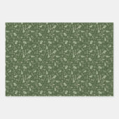 Green Christmas Forest Village Birds Houses Inpakpapier Vel (Voorkant 3)