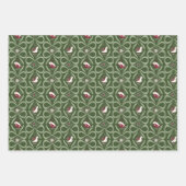 Green Christmas Forest Village Birds Houses Inpakpapier Vel (Voorkant 2)