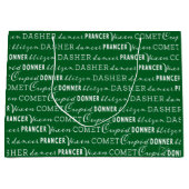 Green Christmas Gift Bag | Santa's Reindeer Groot Cadeauzakje (Voorkant)