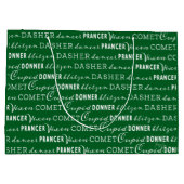 Green Christmas Gift Bag | Santa's Reindeer Groot Cadeauzakje (Achterkant)