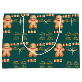 Green Christmas  happy day and Christmas stocking Groot Cadeauzakje