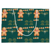 Green Christmas  happy day and Christmas stocking Groot Cadeauzakje (Achterkant)