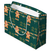 Green Christmas  happy day and Christmas stocking Groot Cadeauzakje (Achterkant Gekanteld)