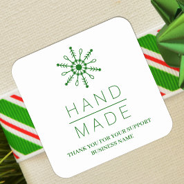 Green Christmas Modern Snowflake for Business Vierkante Sticker