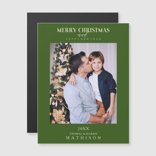 Green Christmas Modern Sophisticated Photo Family (Voorkant / Achterkant)
