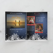 Green Christmas Multi Photo New Year Card Kaart (Binnen)