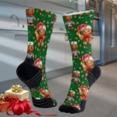 Green Christmas Nurse Whimsical Gingerbread Man Sokken