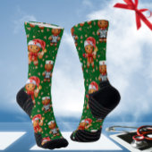 Green Christmas Nurse Whimsical Gingerbread Man Sokken