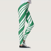 Green Christmas Party Holiday Candy Cane Leggings (Rechts)