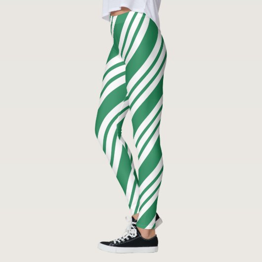 Green Christmas Party Holiday Candy Cane Leggings (Links)