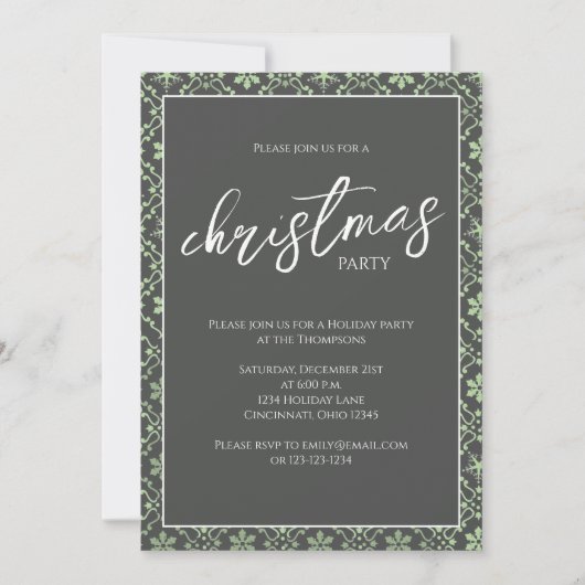 Green Christmas Party Snowflake Kaart (Voorkant)