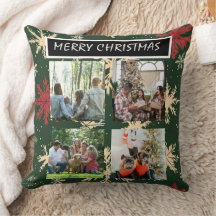 Green Christmas Patterns 4 Photo Collage