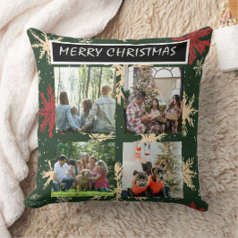 Green Christmas Patterns 4 Photo Collage Kussen