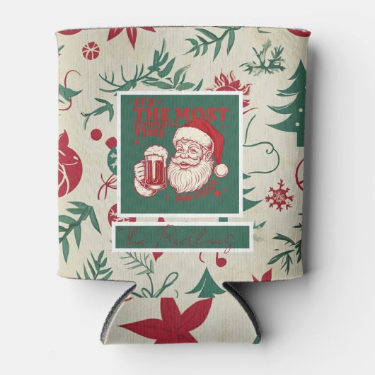 Green Christmas patterns Blikjeskoeler (Voorkant)