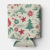 Green Christmas patterns Blikjeskoeler (Achterkant)