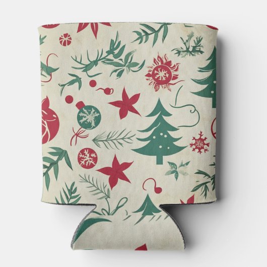 Green Christmas patterns Blikjeskoeler (Achterkant)
