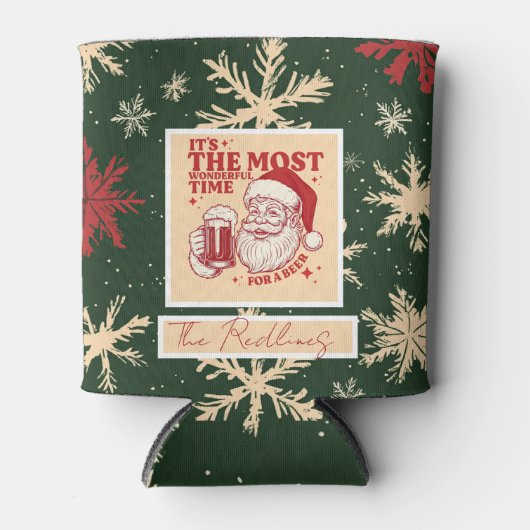 Green Christmas patterns Blikjeskoeler (Voorkant)