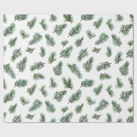 Green Christmas Pine Tree  Cadeaupapier (Vlak)