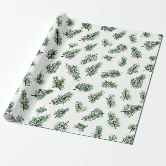 Green Christmas Pine Tree Cadeaupapier (Uitgerold)