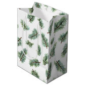 Green Christmas Pine Tree Medium Cadeauzakje (Voorkant Gekanteld)