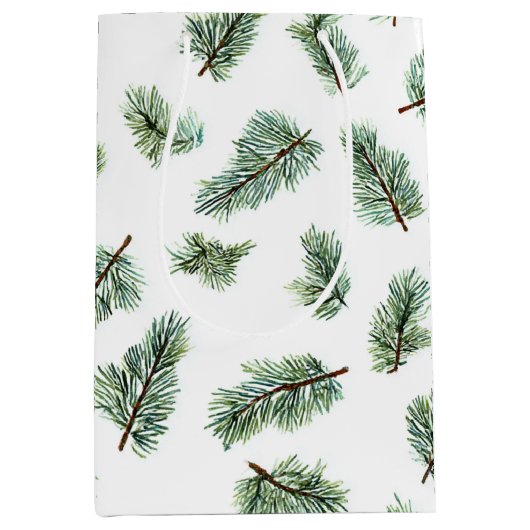 Green Christmas Pine Tree Medium Cadeauzakje (Voorkant)
