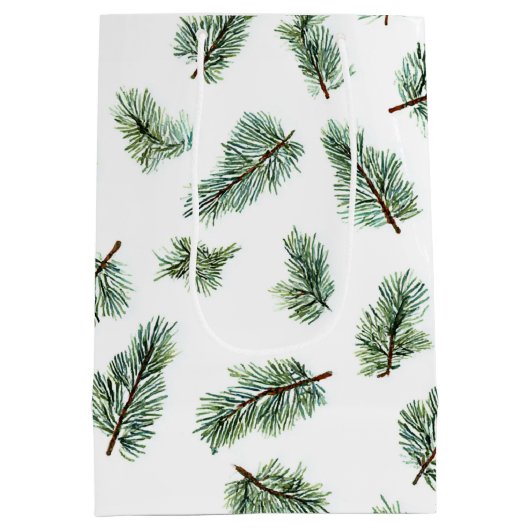 Green Christmas Pine Tree Medium Cadeauzakje (Achterkant)