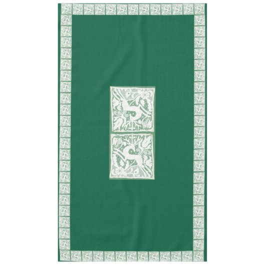 Green Christmas Reindeer Kant 60" x 104" Tafelkleed (Voorkant)