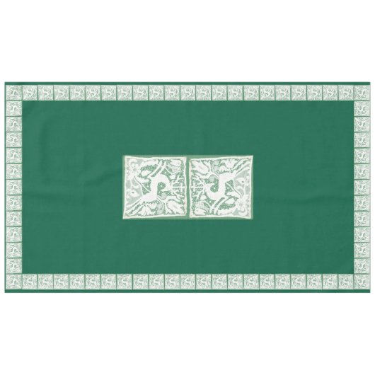 Green Christmas Reindeer Kant 60" x 104" Tafelkleed (Voorkant (Horizontaal))