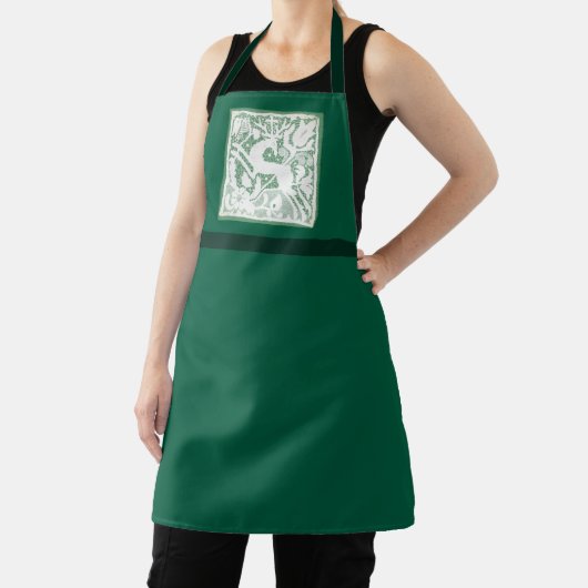 Green Christmas Reindeer Lace Patchwork Schort (Insitu)