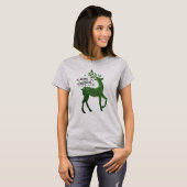 Green Christmas Reindeer with Feliz Navidad Phrase T-shirt (Voorkant volledig)