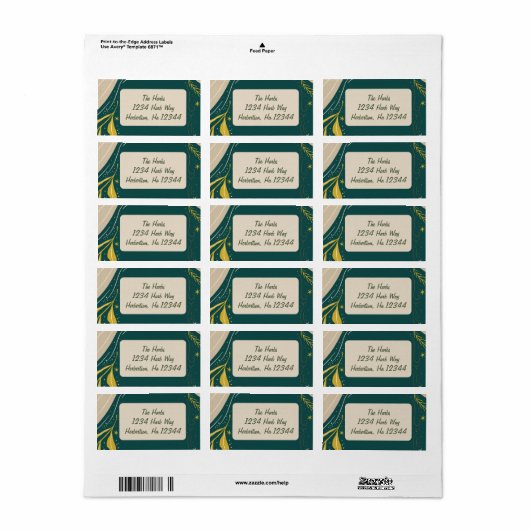 Green Christmas Retour Adreslabels Etiket (Full Sheet)