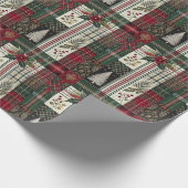 Green Christmas Rustic Plaid Wrapping Paper Cadeaupapier (Hoek)