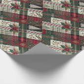 Green Christmas Rustic Plaid Wrapping Paper Cadeaupapier (Hoek)