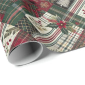 Green Christmas Rustic Plaid Wrapping Paper Cadeaupapier (Rol Hoek)