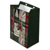 Green Christmas Rustic Plaid Wrapping Paper Medium Cadeauzakje (Voorkant Gekanteld)