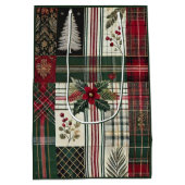 Green Christmas Rustic Plaid Wrapping Paper Medium Cadeauzakje (Achterkant)