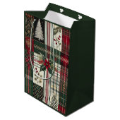 Green Christmas Rustic Plaid Wrapping Paper Medium Cadeauzakje (Achterkant Gekanteld)