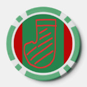 Green Christmas Stocking on Green Poker Chips (Achterkant)