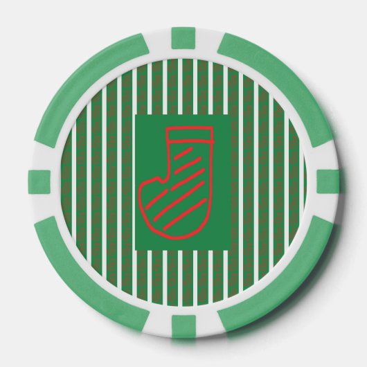Green Christmas Stocking on Green Poker Chips (Voorkant)