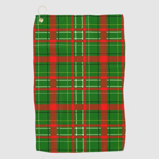 Green Christmas Tartan Plaid Pattern Design  Golfhanddoek (Voorkant)