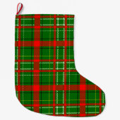 Green Christmas Tartan Plaid Pattern Design Grote Kerstsok (Voorkant)