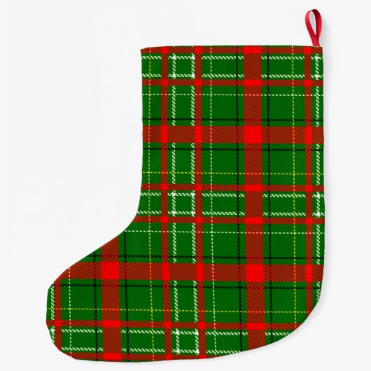 Green Christmas Tartan Plaid Pattern Design Grote Kerstsok (Achterkant)