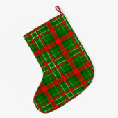 Green Christmas Tartan Plaid Pattern Design Grote Kerstsok (Achterkant (Hangend))