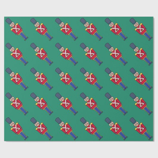 Green Christmas Toy Soldiers Wrapping Paper Cadeaupapier (Vlak)