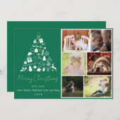 Green Christmas Tree Design Flat Holiday Card Feestdagenkaart (Voorkant / Achterkant)