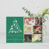 Green Christmas Tree Design Flat Holiday Card Feestdagenkaart (Staand voorkant)