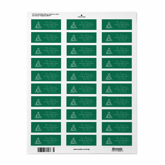 Green Christmas Tree Design Return Address Label (Full Sheet)