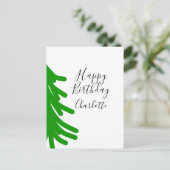 Green Christmas tree happy birthday December winte Briefkaart (Staand voorkant)